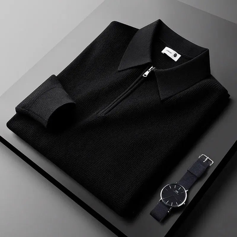 Textured Zip Polo